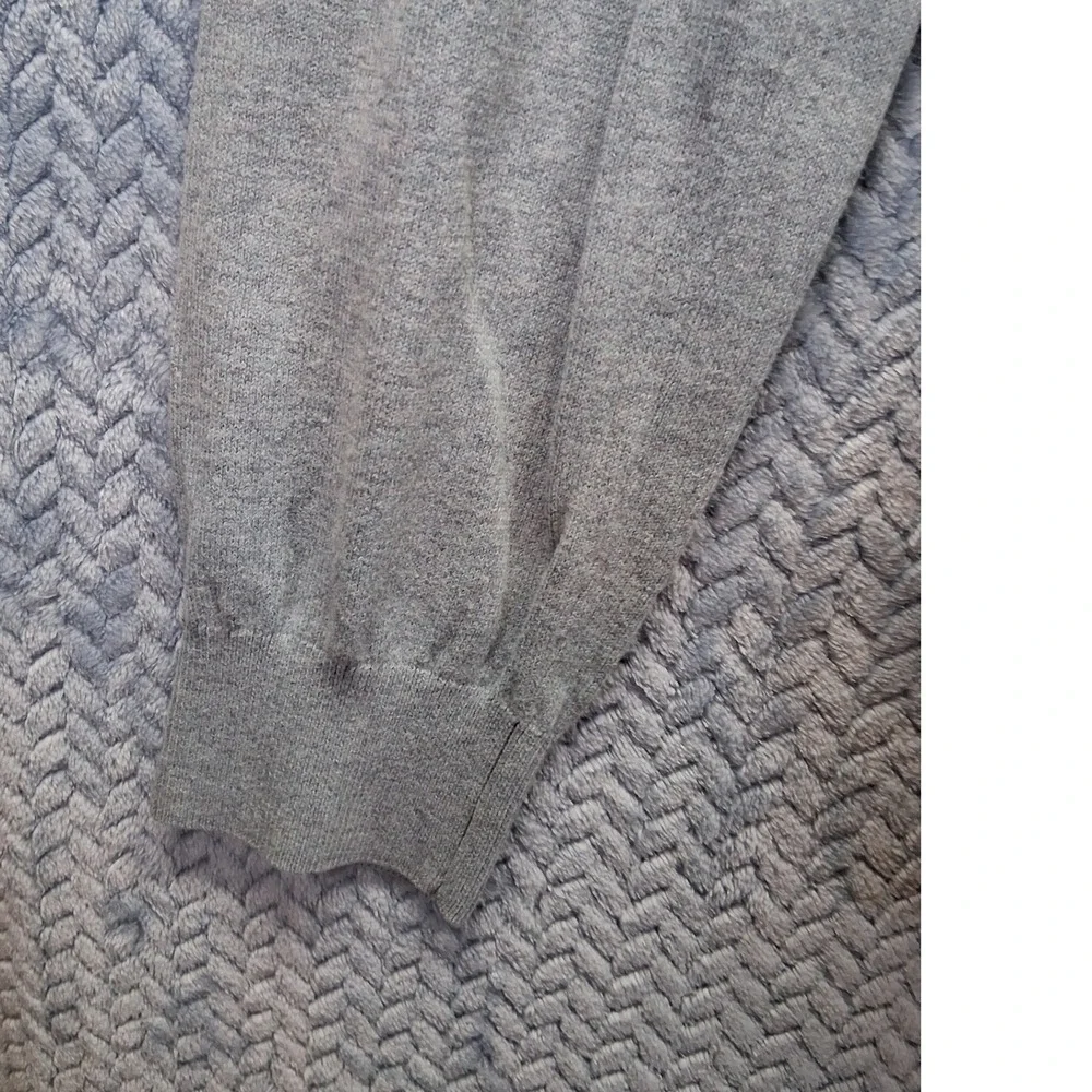 Vintage Polo Ralph Lauren Mens V-Neck Sweater Gray Cashmere Blend Large USA Made